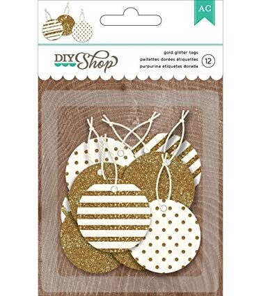 DIY Shop 2 Tags 12/Pkg_x000D_Circle W/Gold Glitter