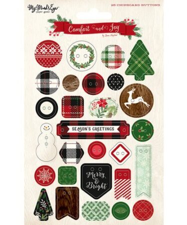 Comfort & Joy Chipboard Buttons 28/Pkg