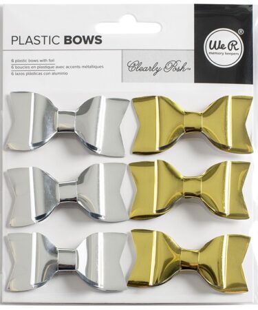 Clearly Posh Acetate Bows 6/Pkg_x000D_Silver & Gold Foil