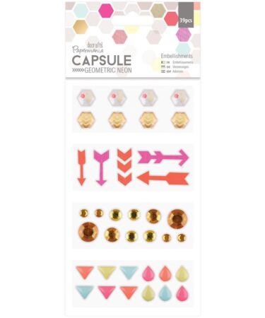 Papermania Geometric Neon Embellishments 39/Pkg