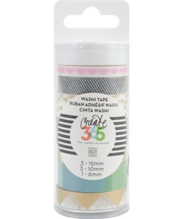 Happy Planner Washi Tape 7/Pkg_x000D_Black & White