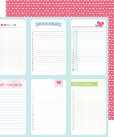 Cream & Sugar Double-Sided Cardstock 12X12- Love You Lots