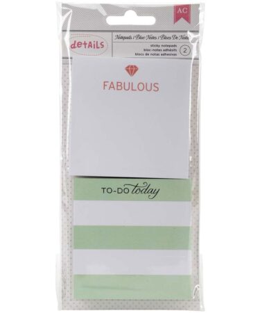 Designer Desktop Essentials Sticky Note Pads 3X3 2/Pkg-Fabulous, Approx. 100 Per Pad
