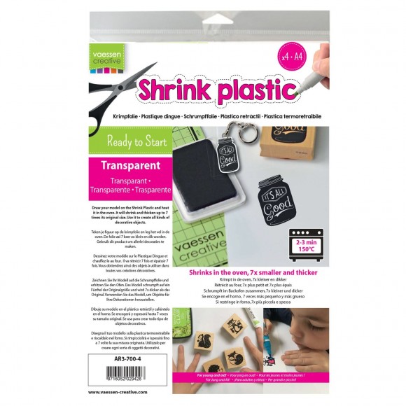 Vaessen Creative • Shrink plastic A4 clear 4x- Shrink plastic transparent 21x29,8cm x4