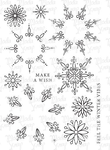 IL NEGOZIO DELLA MAMMA DI CLE – USATI DALLA CLE –MODASCRAP- CLEAR STAMPS - FIOCCO DI NEVE- A5