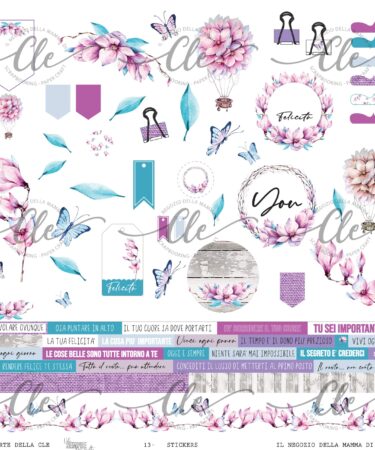 GLI ABBELLIMENTI DELLA CLE – IL NEGOZIO DELLA MAMMA DI CLE -MY 12 TALES OF 2021 – MAGGIO – COLLEZIONE VOLA SEMPRE PIU' IN ALTO - FOGLIO DI STICKERS 30X30
