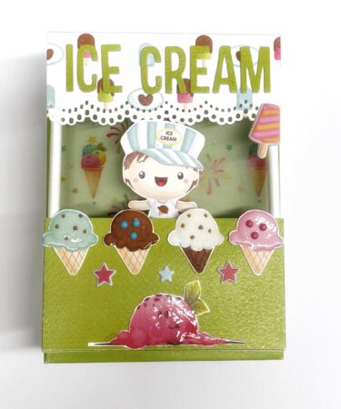 IL CARRETTO DEI GELATI- MINI ALBUM CON MARIELLA E LE CLIENTI DEL SABATO -PRODOTTO CONTENITORE