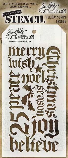 TIM HOLTZ - LAYERING STENCIL- HOLIDAY SCRIPT