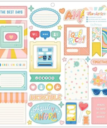 Odeb Marshall Fantastico Chipboard Stickers 12"X12" - Icons & Phrase