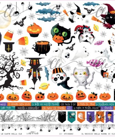 IL NEGOZIO DELLA MAMMA DI CLE- GLI ABBELLIMENTI DELLA CLE – COLLEZIONE SIRIUS E LA NOTTE DEI DOLCETTI- FOGLIO DI STICKERS