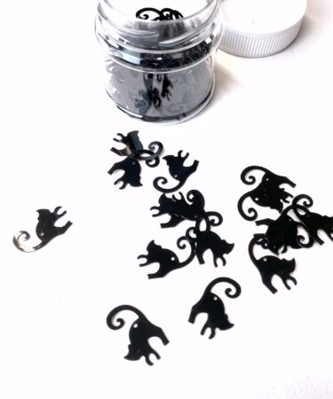 IL NEGOZIO DELLA MAMMA DI CLE- GLI ABBELLIMENTI DELLA CLE – COLLEZIONE SIRIUS E LA NOTTE DEI DOLCETTI- PAILLETTES GATTO NERO