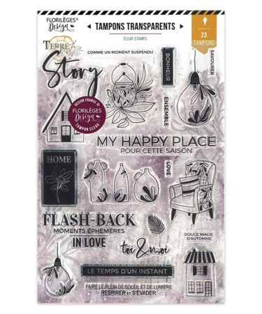 Florilèges Design - COLLEZIONE TERRE DES SENS-  Tampons clear HAPPY PLACE