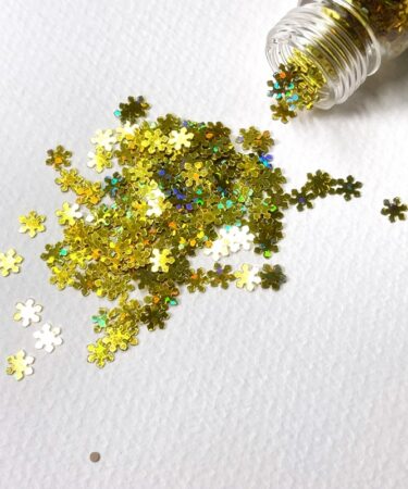 IL NEGOZIO DELLA MAMMA DI CLE- GLI ABBELLIMENTI DELLA CLE- RIEMPIMENTO PER SHAKER CARD -FIOCCHI DI NEVE ORO