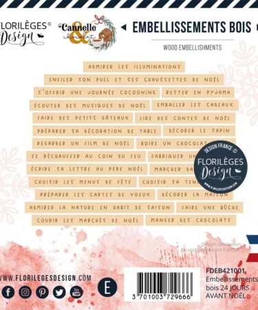 FLORILEGES DESIGN- CANNELLE & CHOCOLAT- Abbellimenti in legno 24 JOURS AVANT NOËL