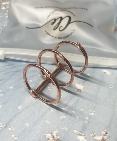 IL NEGOZIO DELLA MAMMA DI CLE - BINDER RINGS  BLOCCO DA 3 ANELLI- ANELLI APRIBILI  ROSE GOLD