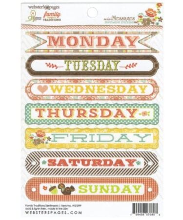 WEBSTER'S PAGES - foglietto di stickers FAMILY TRADITIONS SENTIMENTS