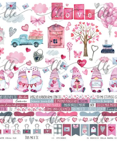 IL NEGOZIO DELLA MAMMA DI CLE -GLI ABBELLIMENTI DELLA CLE - COLLEZIONE TRA ME E TE - FOGLIO 12X12 DI STICKERS