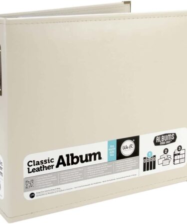 We R Memory Keepers - We R Classic Leather D-Ring Album 12"X12" - 5 Page protectors inclusi - Greige