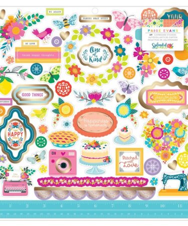 Paige Evans Splendid Chipboard Stickers 12"X12"- Icons & Phrase