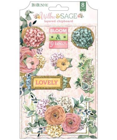 Willow & Sage Layered Chipboard Stickers 8/Pkg