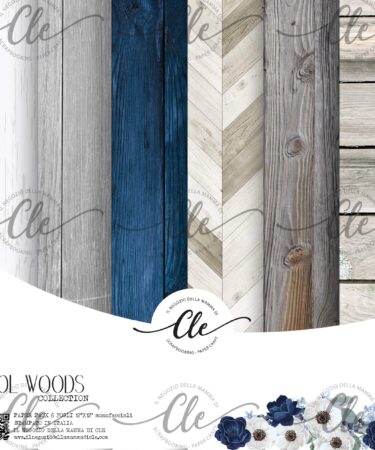 IL NEGOZIO DELLA MAMMA DI CLE -LE CARTE DELLA CLE – COOL WOODS PAPER PACK 6 carte 12X12 - COLLEZIONE IL NOSTRO GIORNO