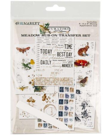 49 And Market - Collezione Curators Essential - Confezione di 6 fogli 6x8" di Rub-Ons