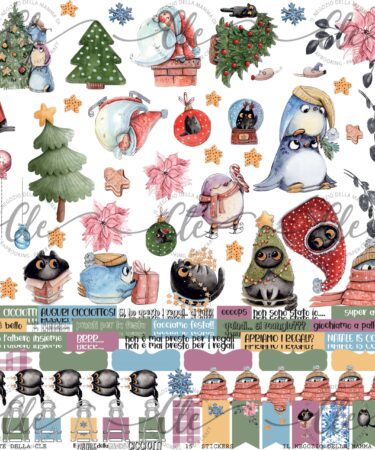 IL NEGOZIO DELLA MAMMA DI CLE - GLI ABBELLIMENTI DELLA CLE - IL NATALE DELLA BANDA CICCIOTTI - FOGLIO DI STICKERS 12X12