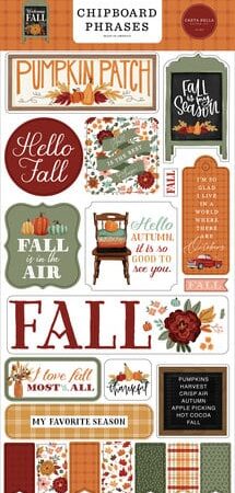 Carta Bella Collezione  Welcome Fall Chipboard Phrases