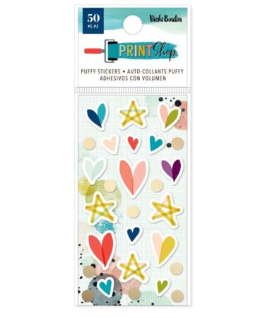 Vicki Boutin Print Shop Mini Puffy Stickers 50/Pkg - W/Gold Foil Accents