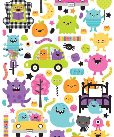Doodlebug-  Collezione MONSTER MADNESS -monster madness icons stickers
