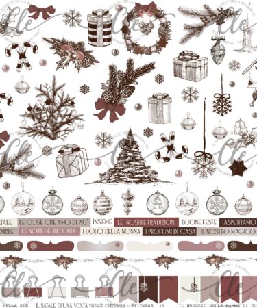 IL NEGOZIO DELLA MAMMA DI CLE - GLI ABBELLIMENTI DELLA CLE - IL NATALE DI UNA VOLTA - VINTAGE CHRISTMAS -  FOGLIO DI STICKERS 12X12