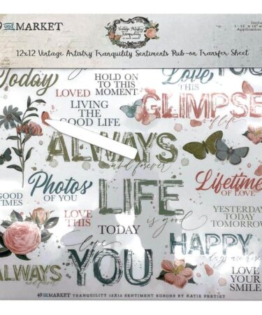 49 and Market - Vintage Artistry Tranquility Rub-Ons 12"X12" 1/Sheet  -Sentiments