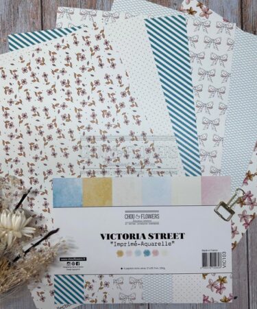 CHOU & FLOWERS –  Collezione VICTORIA STREET - COLLECTION DE 6 PAPIERS AQUARELLES/IMPRIMES