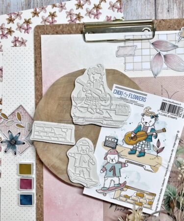 CHOU & FLOWERS –  Collezione VICTORIA STREET - Timbro in gomma - OURSONS EN VILLE