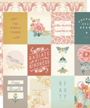 SIMPLE STORIES - COLLEZIONE WILD FLOWER - Carta Patterned 3X4 ELEMENTS