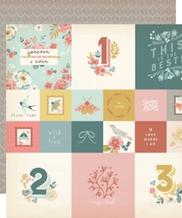 SIMPLE STORIES - COLLEZIONE WILD FLOWER - Carta Patterned 2X2/4X4 ELEMENTS