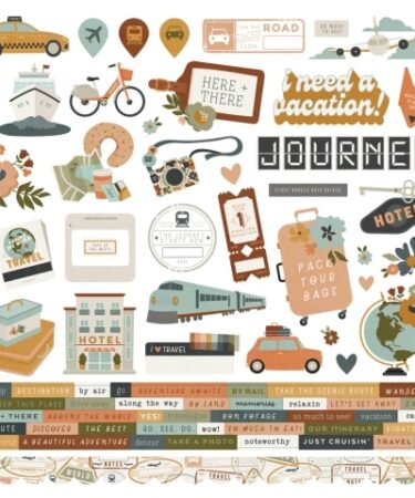 SIMPLE STORIES - COLLEZIONE  HERE + THERE - CARDSTOCK STICKERS