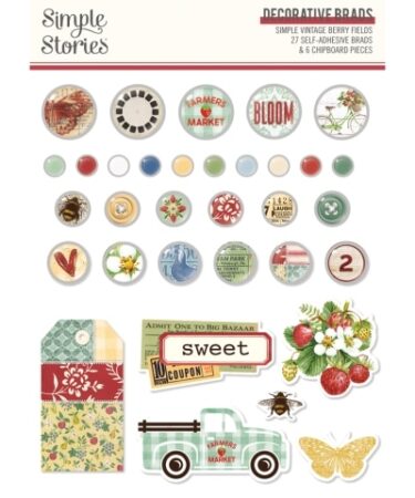 SIMPLE STORIES - COLLEZIONE SIMPLE VINTAGE BERRY FIELDS - DECORATIVE BRADS