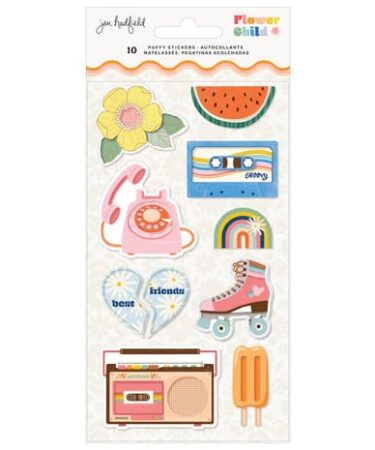 American Crafts Jen Hadfield - Collezione  Flower Child Puffy Stickers (10pcs)