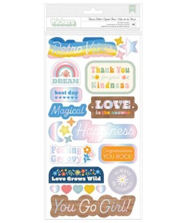 American Crafts Thickers - Collezione  Flower Child Phrase (47pcs)