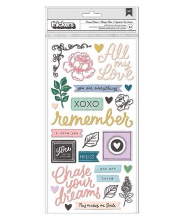 American Crafts Thickers  - Collezione Woodland Grove Phrase Dream Chaser (63pcs)