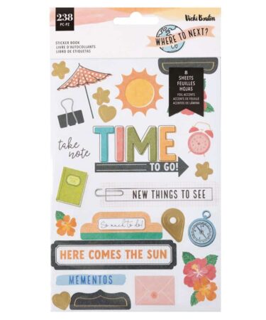 American Crafts -Vicki Boutin - Collezione Where To Next -  Sticker Book W/Gold Foil Accents 238/Pkg