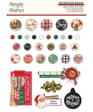 SIMPLE STORIES - COLLEZIONE SIMPLE VINTAGE DEAR SANTA - DECORATIVE BRADS