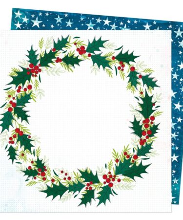 Vicki Boutin Peppermint Kisses Dbl-Sided Cardstock 12"X12 " - Holly Wreath