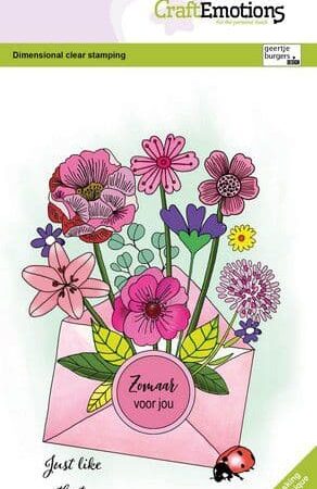CraftEmotions clearstamps A6 - Bouquet in envelope and seal label