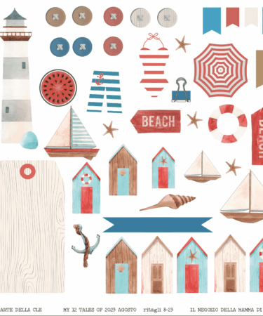 IL NEGOZIO DELLA MAMMA DI CLE - LE CARTE DELLA CLE - MY 12 TALES OF 2023 - AGOSTO - FOGLIO 12X12 DI RITAGLIABILI