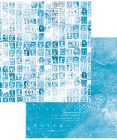 49 and Market  - Collezione Vintage Artistry Sunburst Double-Sided Cardstock 12"X12" - Azure Seaside