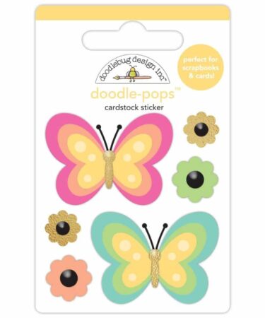DOODLEBUG - Collezione Hello Again -Doodle-Pops 3D Stickers -Fancy Flutters