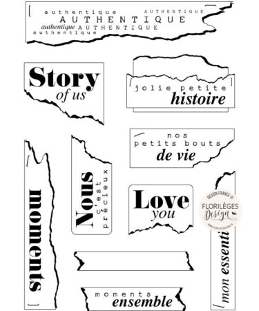 Florileges Design - Collezione HERBARIUM  - timbro in silicone - ÉTIQUETTES DÉCHIRÉES