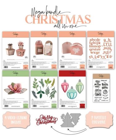 TOMMY ART - Collezione Rustic Christmas - Mega Bundle Christmas all in one + 4 lezioni in video conferenza + 2 pochette + 2 fustelle esclusive